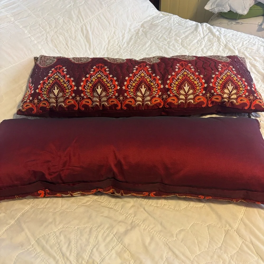 Pair of 2 Pier 1 Embellished Bohemian Long Pillows